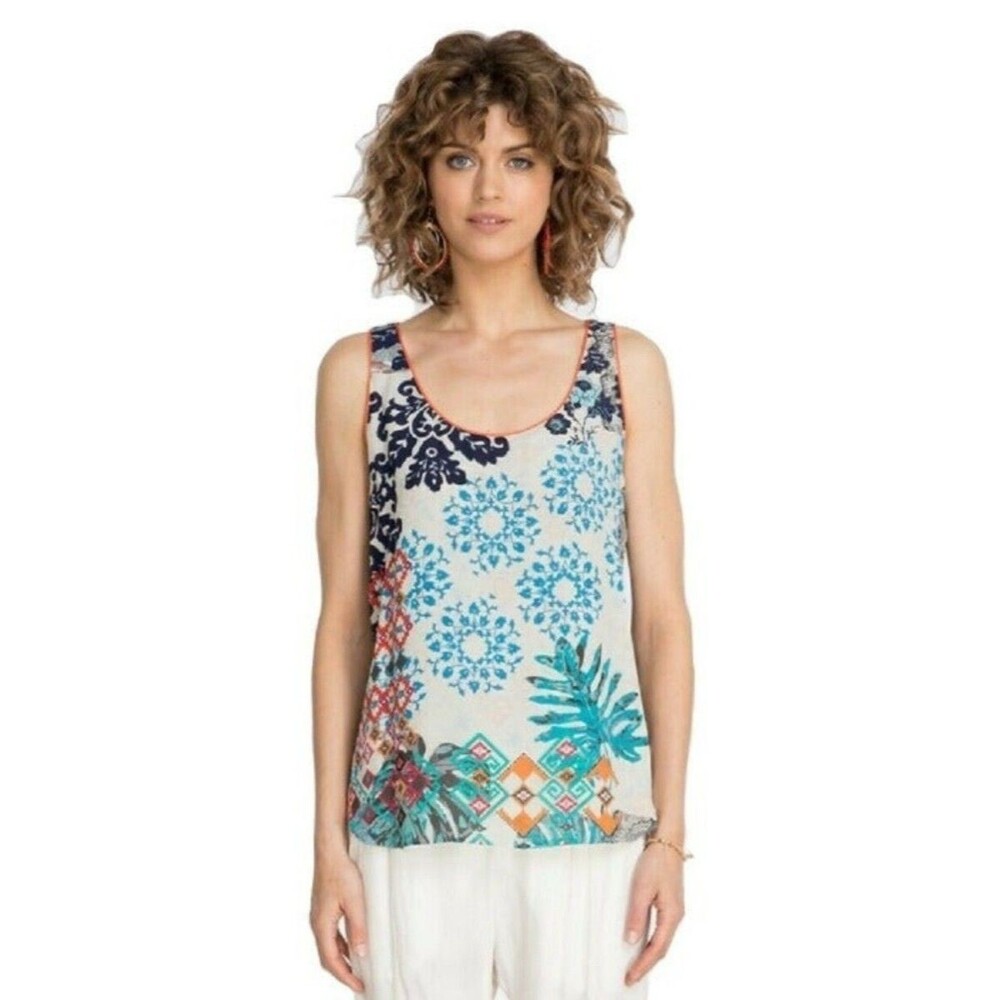 Johnny Was Boho Reversible Tank Top Size M Silk Floral Patchwork Festival